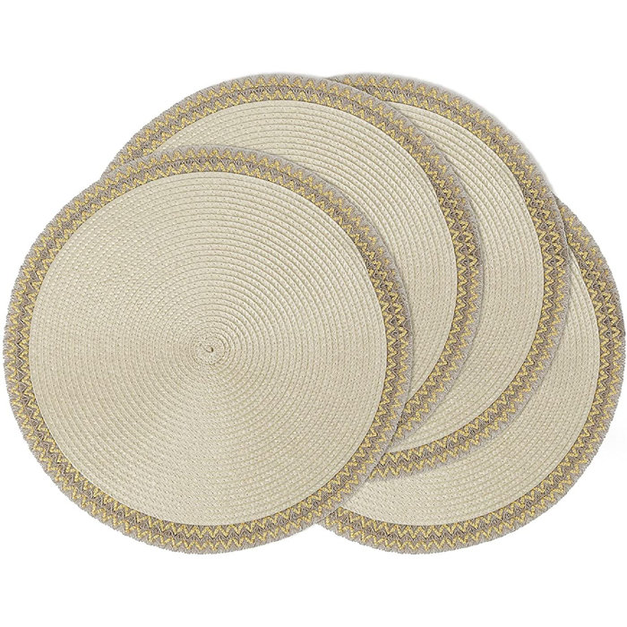 GoodDogHousehold Round Placemats Set Of 4 Round Table Mats Wipeable Polypropylene Woven